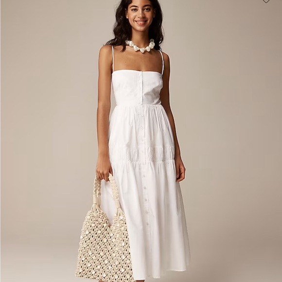 J.CREW A-line Midi White Cotton Sun Dress, Sz 4, Sold Out - Picture 1 of 4